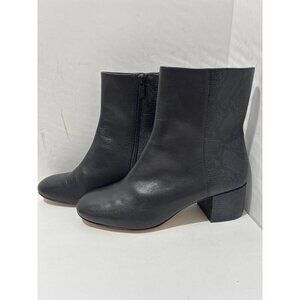 Donald Pliner Womens Boots 8.5 Black Leather Ankle Zip Bootie Block Heel Cindee